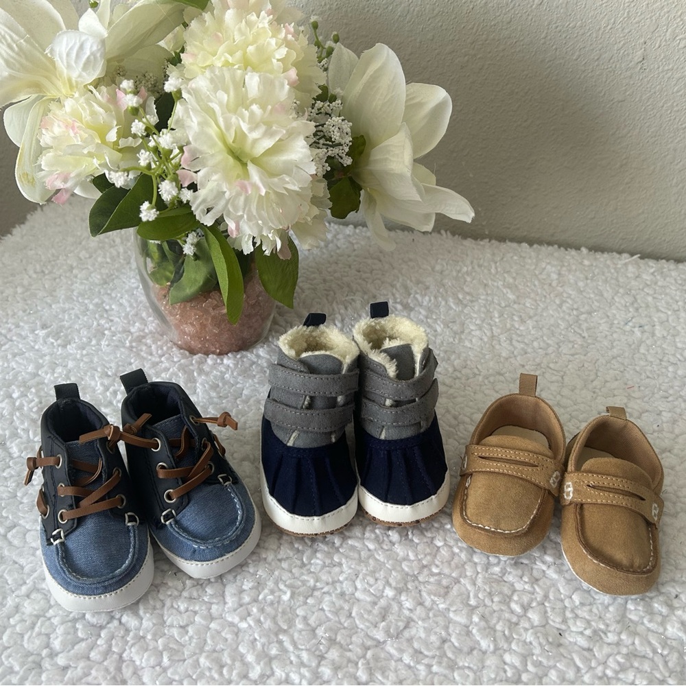 Stylish Infant Shoe Bundle - Blue, Gray, Tan